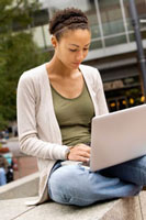 female student with computer